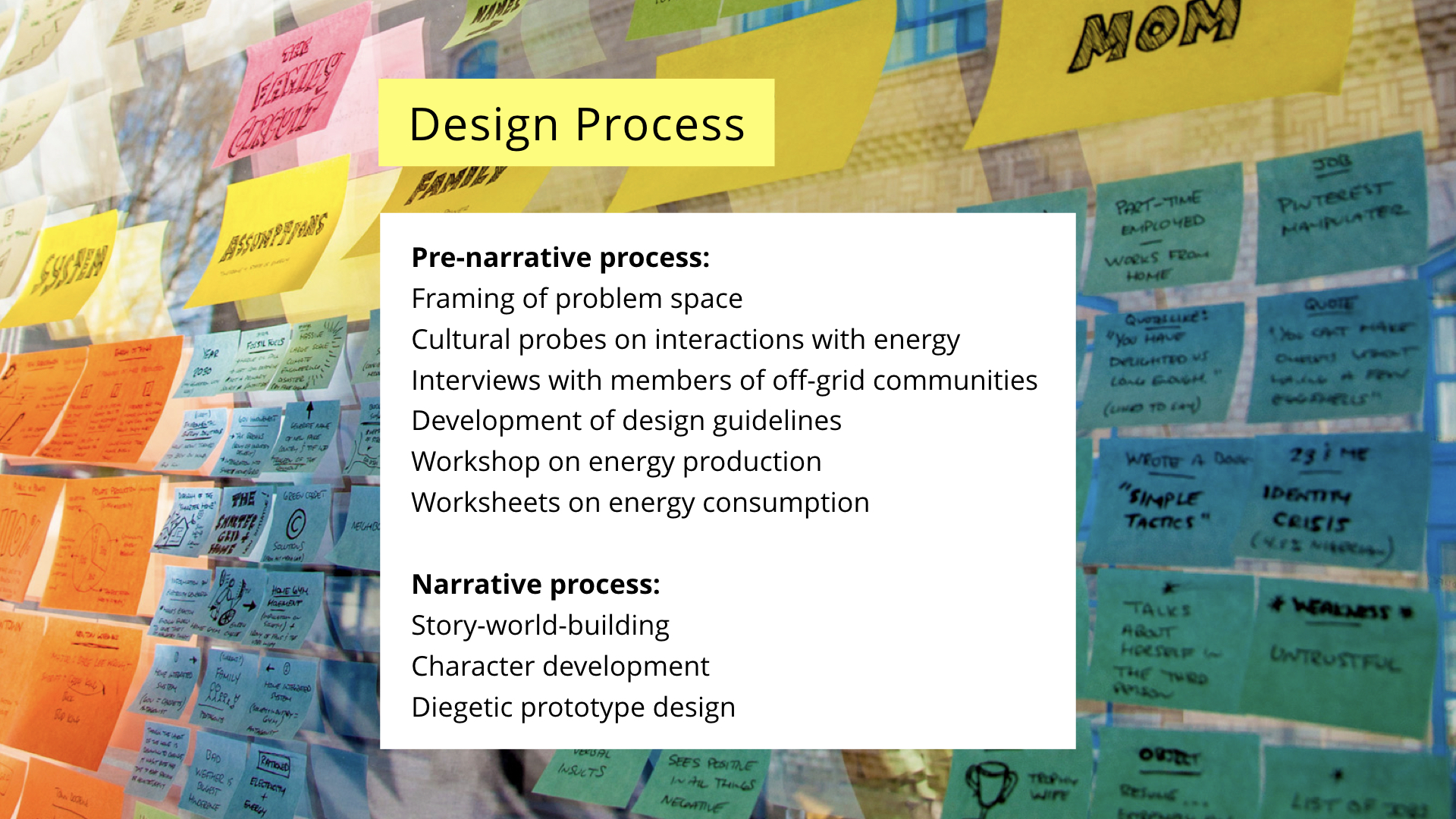 NordiCHI future scenarios presentation: Design fiction design process