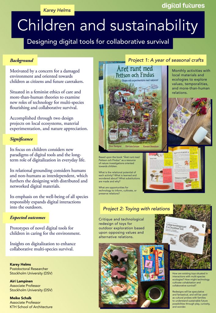 Poster for Digital Futures project Children and Sustainability: Designing digital tools for collaborative survival